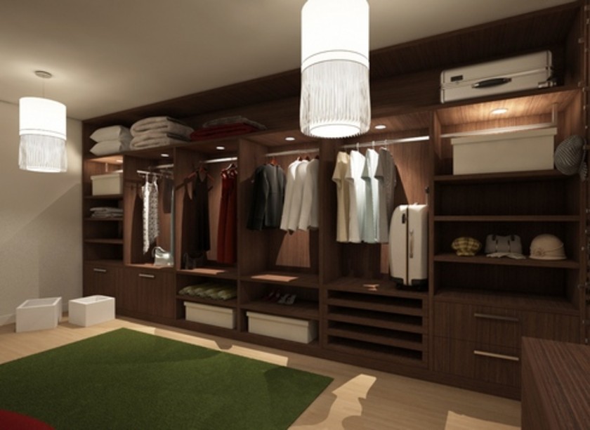 Классическая гардеробная комната из массива с подсветкой Симферополь